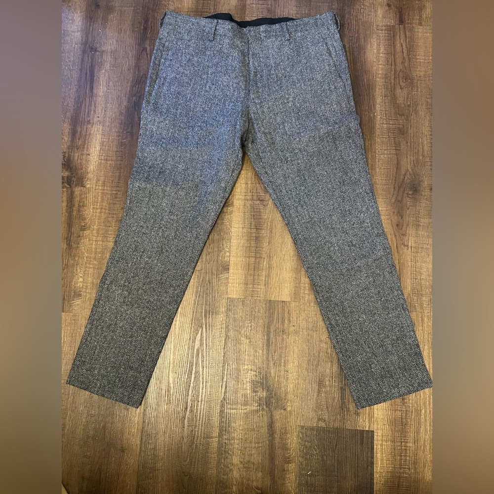 SOLD EUC J. Crew Gray Ludlow Herringbone Moon Tweed Wool Pants In Slim Fit 34x30